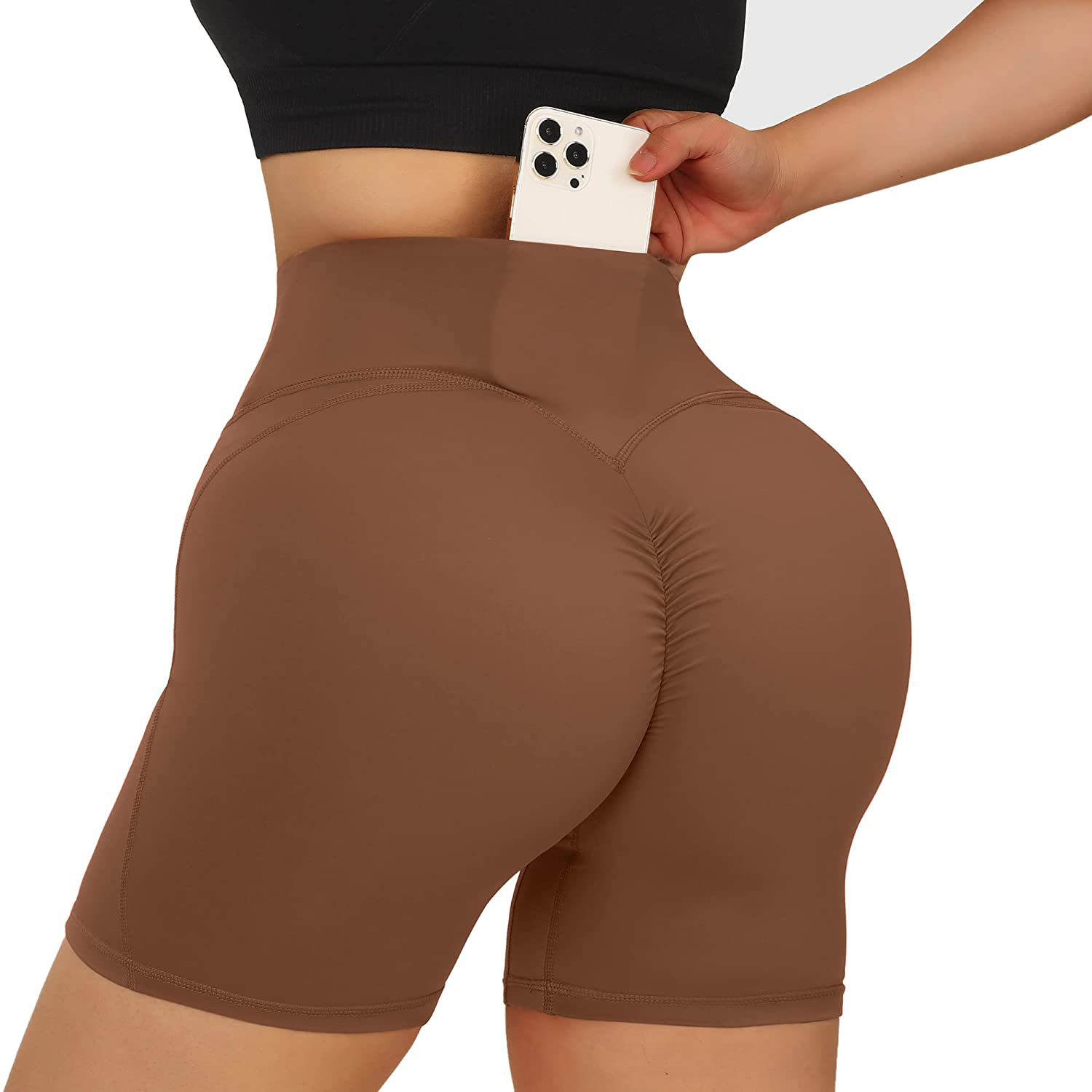 MOOSLOVER Women V Cross Waist Workout Shorts Butt Lifting High Waisted Biker Shorts Apparel & Accessories > Clothing > Shorts Kylie Max   