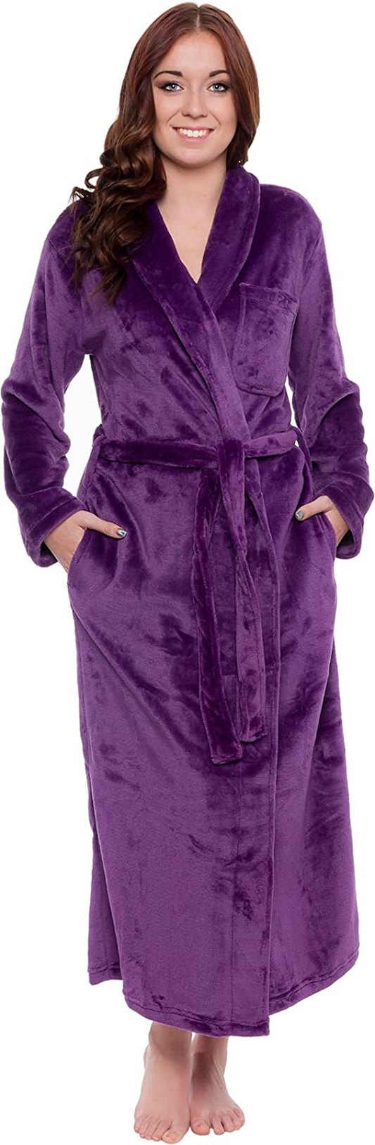 Silver Lilly Womens Robe - Plush Fleece Bathrobe - Full Length with Shawl Collar Apparel & Accessories > Clothing > Sleepwear & Loungewear > Robes Kylie Max   