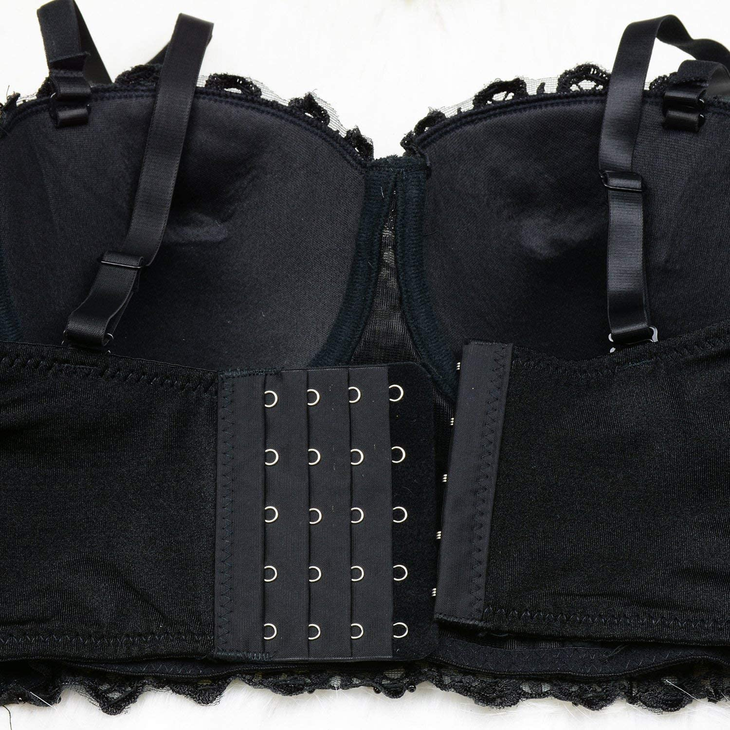 ELLACCI Women'S Natural Reigning Lace Rhinestone Bustier Crop Top Sexy Mesh Corset Top Bra Black Apparel & Accessories > Clothing > Underwear & Socks > Lingerie ELLACCI   