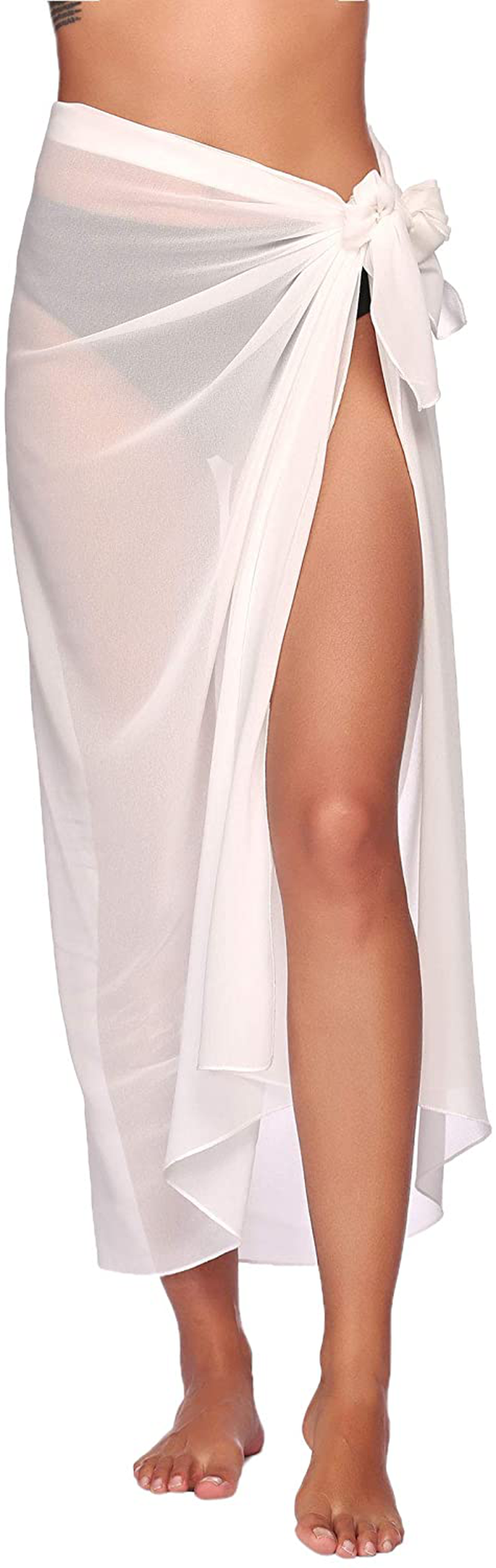 Ekouaer Sarong Swimsuit Coverup for Women Chiffon Long Beach Tie Wrap Skirt Sexy Bikini Sheer Scarf Bathing Suit Bottom Apparel & Accessories > Clothing > Swimwear Kylie Max   