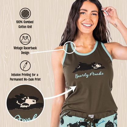 Lazy One Tank and Shorts Pajama Separates, Cute Summer Pajamas for Women, Mix-And-Match, Vintage Styling, Separates Apparel & Accessories > Clothing > Sleepwear & Loungewear > Pajamas Kylie Max   