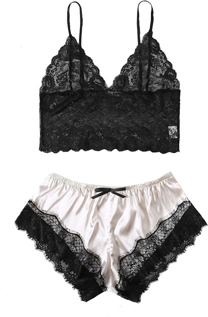 SOLY HUX Women'S plus Size Spaghetti Strap Lace Trim Bralette and Shorts Sleepwear Pajama Lingerie Set Apparel & Accessories > Clothing > Underwear & Socks > Lingerie KYLIE MAX Baby Pink 3X-Large Plus 