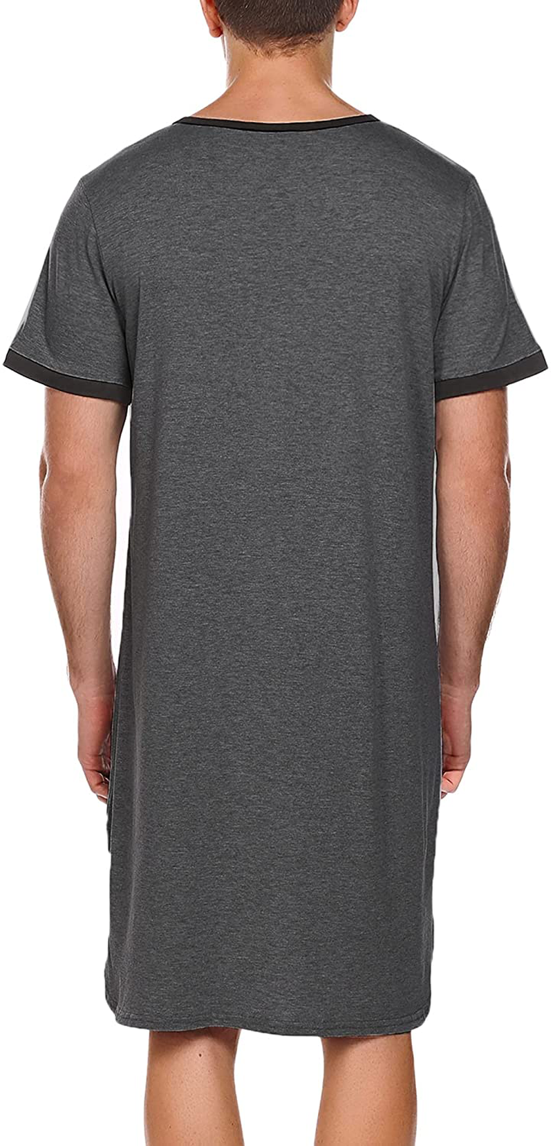 Ekouaer Men'S Nightshirt Nightwear Comfy Big&Tall Short Sleeve Henley Sleep Shirt Apparel & Accessories > Clothing > Sleepwear & Loungewear > Nightgowns Kylie Max   