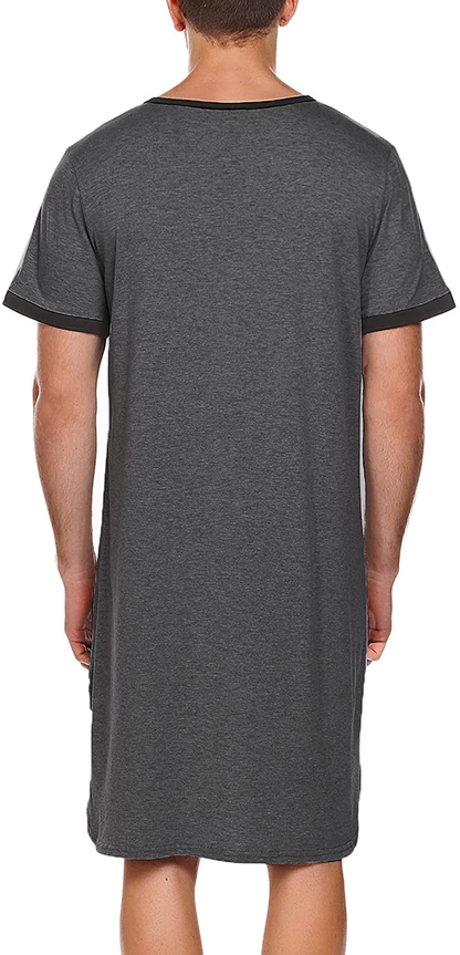 Ekouaer Men'S Nightshirt Nightwear Comfy Big&Tall Short Sleeve Henley Sleep Shirt Apparel & Accessories > Clothing > Sleepwear & Loungewear > Nightgowns Kylie Max   