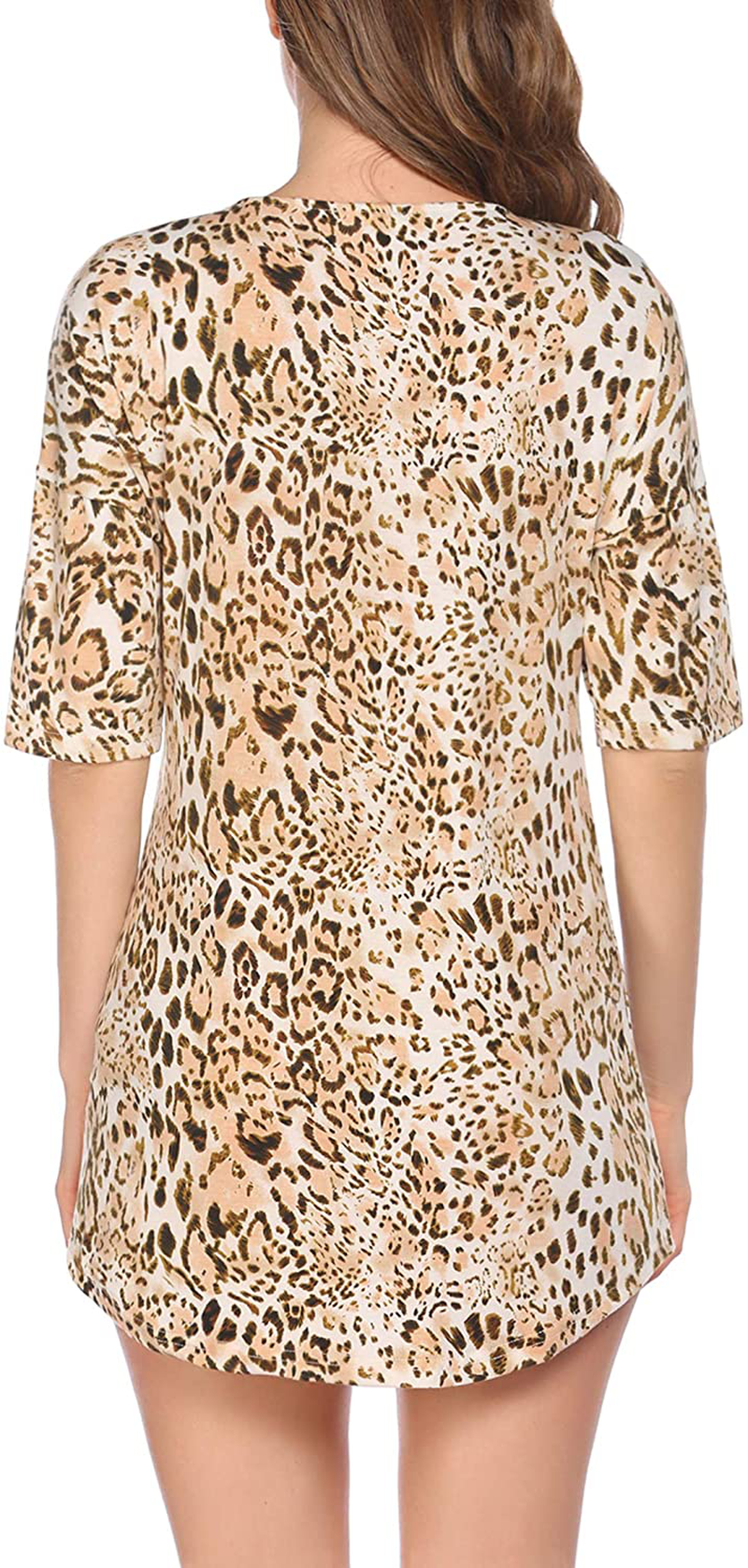 Ekouaer Nightgown Button down Nightshirt Short V Neck Night Shirts Womens Boyfriend Sexy Sleepwear S-XXL Apparel & Accessories > Clothing > Sleepwear & Loungewear > Nightgowns Kylie Max   