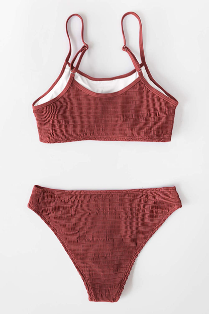 CUPSHE Women's Bikini Swimsuit Ruched Thong Two Piece Bathing Suit Apparel & Accessories > Clothing > Swimwear KYLIE MAX   