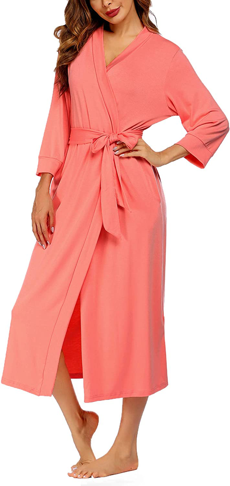 MAXMODA Women Kimono Robes Long Knit Bathrobe Soft Robe Casual Ladies Loungewear S-3XL Apparel & Accessories > Clothing > Sleepwear & Loungewear > Robes Kylie Max   