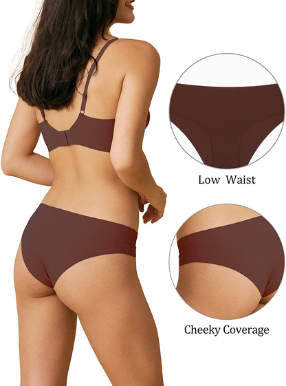 SHARICCA Women Seamless Cheeky Bikini No Show Panties Ladies Invisible Breathable Briefs Soft Stretch Underwear Multi Pack Apparel & Accessories > Clothing > Underwear & Socks > Underwear SHARICCA   