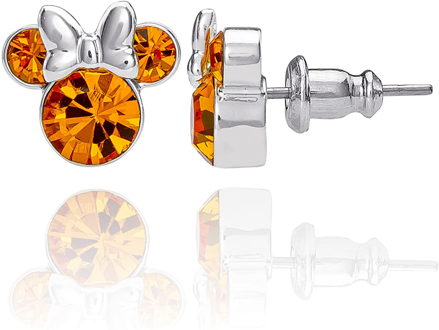 Disney Minnie Mouse Birthstone Jewelry, Silver Plated Crystal Stud Earrings for Women and Girls Arts & Entertainment > Party & Celebration > Gift Giving Disney November-Topaz Crystal  