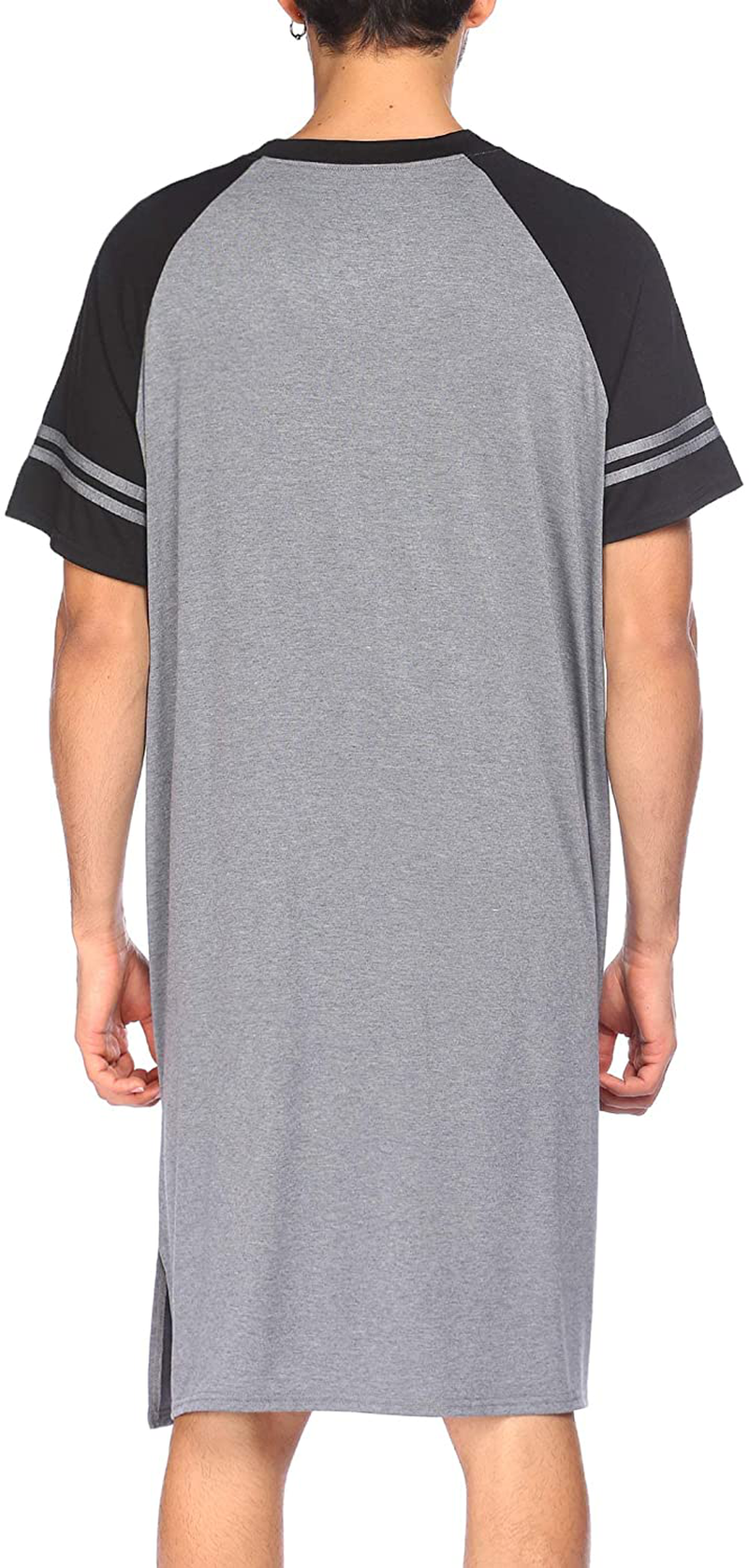 Evanhome Cotton Sleep Shirt Men V-Neck Nightshirts Short Sleeve Henley Shirt Lounge Sleepwear M-XXXL Apparel & Accessories > Clothing > Sleepwear & Loungewear > Nightgowns Kylie Max   