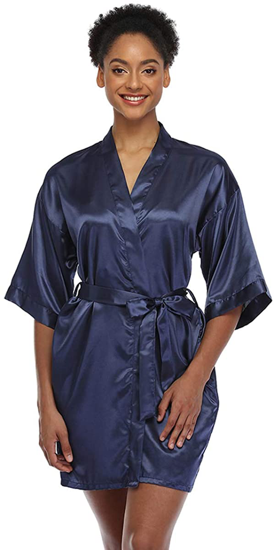 Short Silky Robe for Women Bridal Lightweight Sleepwear Satin Kimono Bathrobe Apparel & Accessories > Clothing > Sleepwear & Loungewear > Robes Ferrendo   