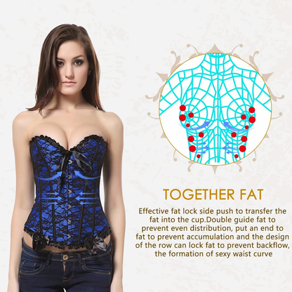 Loboo Idea Women'S Lace up Boned Overbust Corset Bustier Bodyshaper Top, Trim Corset Overbust Waist Cincher Bustier Top Apparel & Accessories > Clothing > Underwear & Socks > Lingerie Loboo Idea   
