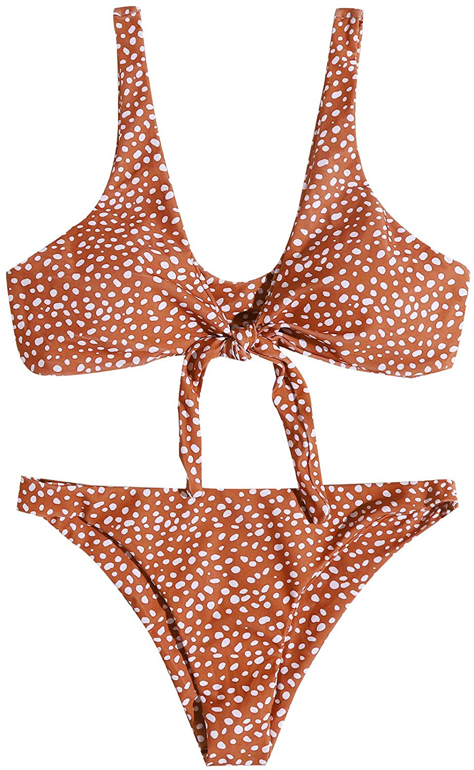 SweatyRocks Women's Sexy Bikini Swimsuit Tie Knot Front Leopard Print Swimwear Set Apparel & Accessories > Clothing > Swimwear SweatyRocks Dalmatian Small 