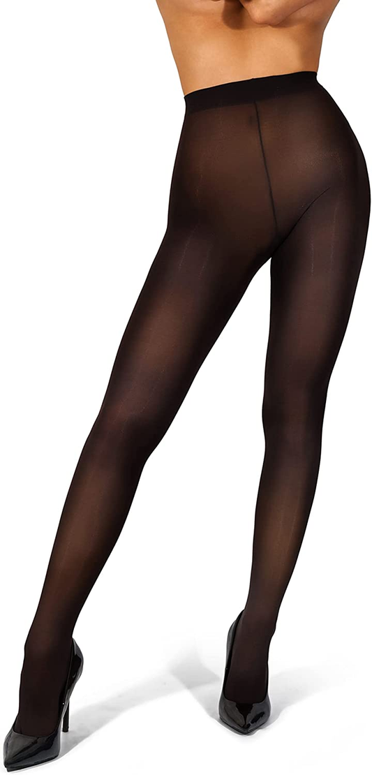 Sofsy Opaque Microfibre Tights for Women - Invisibly Reinforced - Footed Pantyhose High Waist for Women 40Den [Made in Italy] Apparel & Accessories > Clothing > Underwear & Socks > Shapewear KYLIE MAX Black Medium 