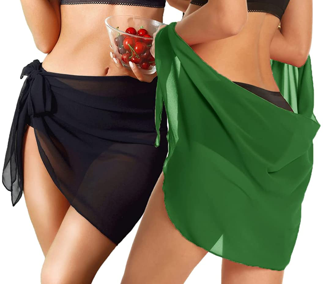 CHICGAL 2 Pieces Women Beach Sarong Bathing Suit Wrap Skirt Sheer Bikini Swimsuit Cover Ups for Swimwear Apparel & Accessories > Clothing > Swimwear Kylie Max   