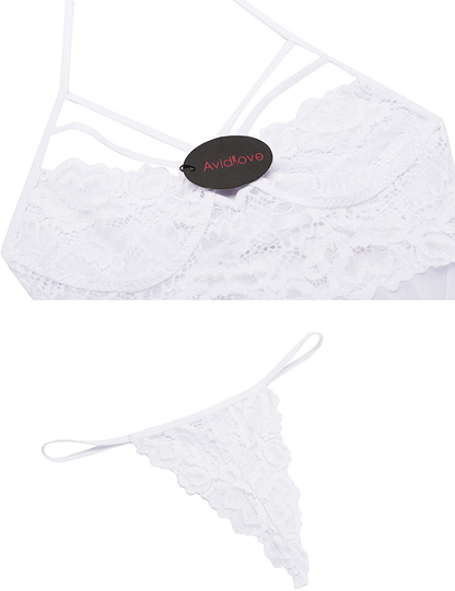 Ekouaer Women Sexy Lingerie Babydoll Lace Nightgown Mesh Chemise Boudoir Nighty White Apparel & Accessories > Clothing > Underwear & Socks > Lingerie Kylie Max   