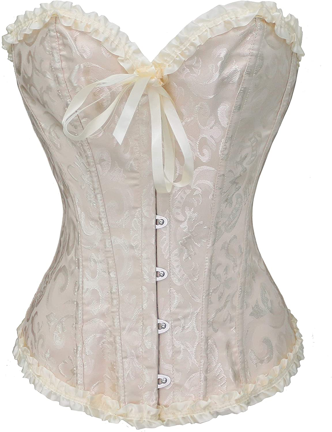 Bslingerie Womens Waist Cincher Bustier Boned Corset Apparel & Accessories > Clothing > Underwear & Socks > Lingerie Bslingerie Beige Small 