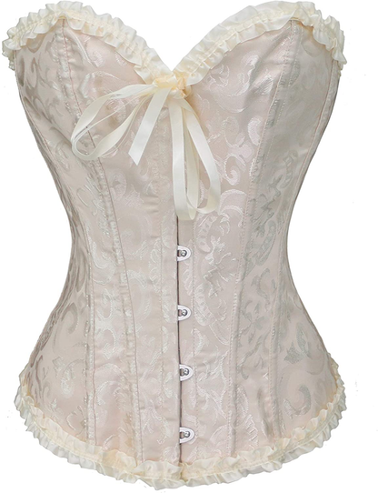 Bslingerie Womens Waist Cincher Bustier Boned Corset Apparel & Accessories > Clothing > Underwear & Socks > Lingerie Bslingerie Beige Small 