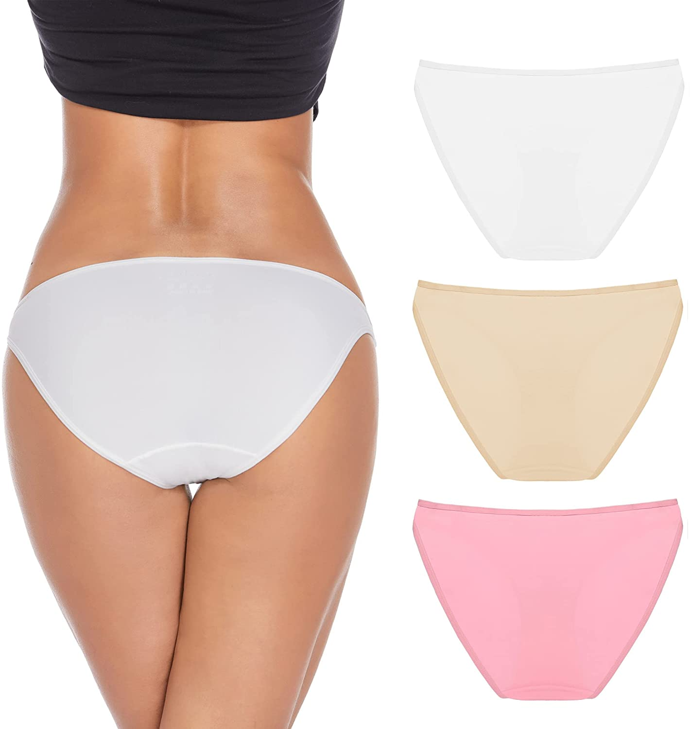 Ekouaer Sexy Ice Silk Bikini Underwear Panty Womens Seamless String Briefs Soft Stretch Breathable Invisible Panty 3 Pack Apparel & Accessories > Clothing > Underwear & Socks > Underwear Ekouaer   