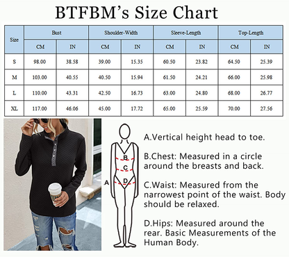 BTFBM Women Fashion Quilted Pattern Lightweight Zipper Long Sleeve Plain Casual Ladies Sweatshirts Pullovers Shirts Tops Apparel & Accessories > Clothing > Activewear Kylie Max   