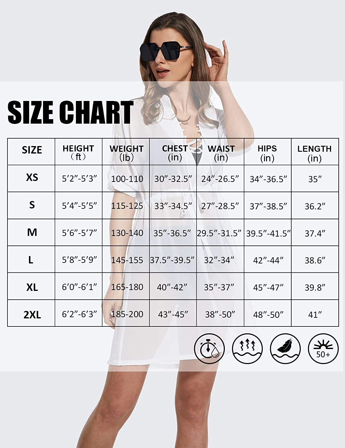 BALEAF Women'S 3/4 Sleeve Sheer Chiffon Bikini Swim Cover up V Neck Mesh Beach Coverups Apparel & Accessories > Clothing > Swimwear Kylie Max   