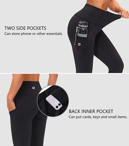 THE GYM PEOPLE Thick High Waist Yoga Pants with Pockets, Tummy Control Workout Running Yoga Leggings for Women Apparel & Accessories > Clothing > Activewear THE GYM PEOPLE   