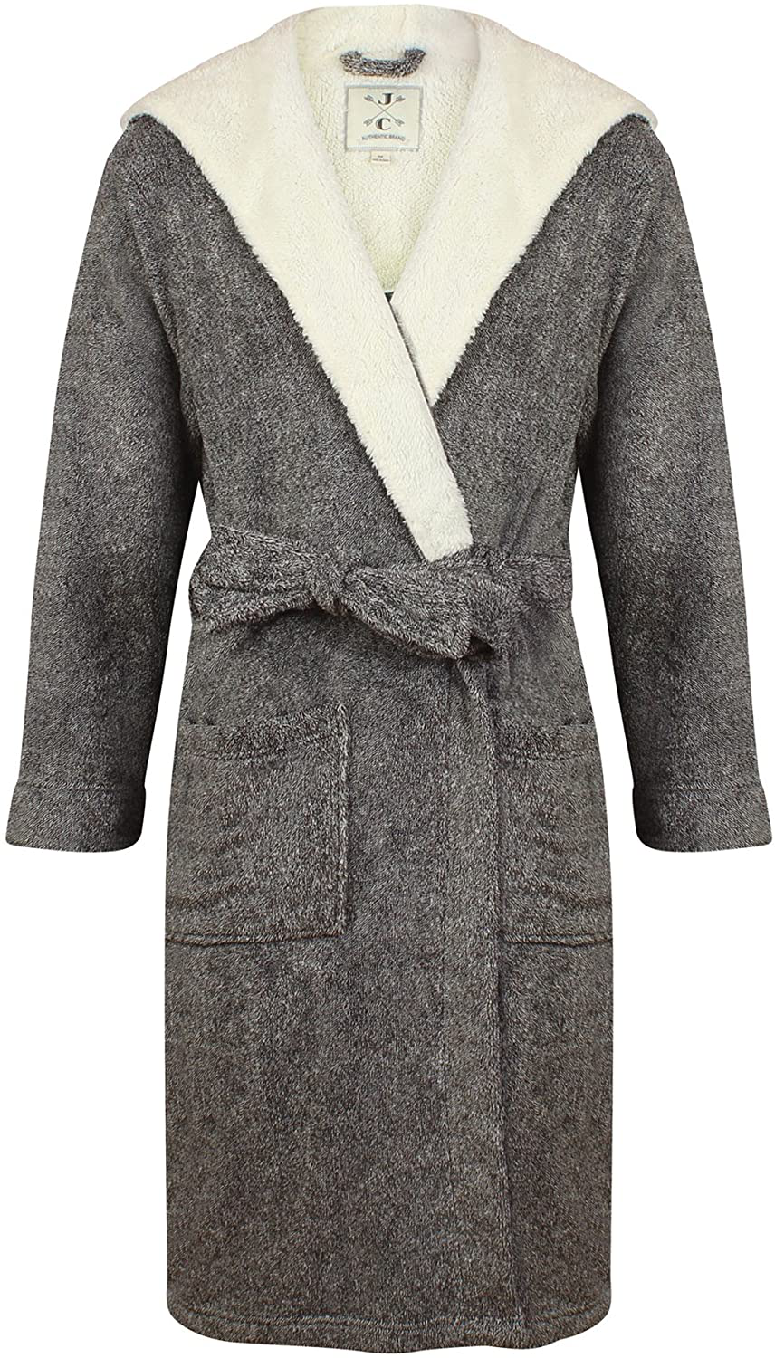 John Christian Men'S Hooded Fleece Robe, Dark Gray Marl Apparel & Accessories > Clothing > Sleepwear & Loungewear > Robes Kylie Max   