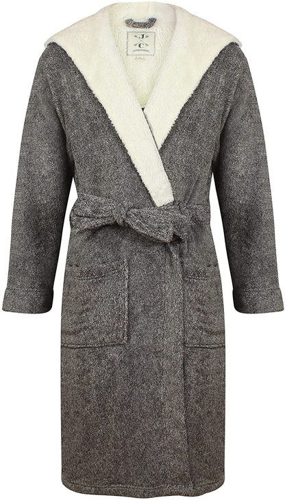John Christian Men'S Hooded Fleece Robe, Dark Gray Marl Apparel & Accessories > Clothing > Sleepwear & Loungewear > Robes Kylie Max   