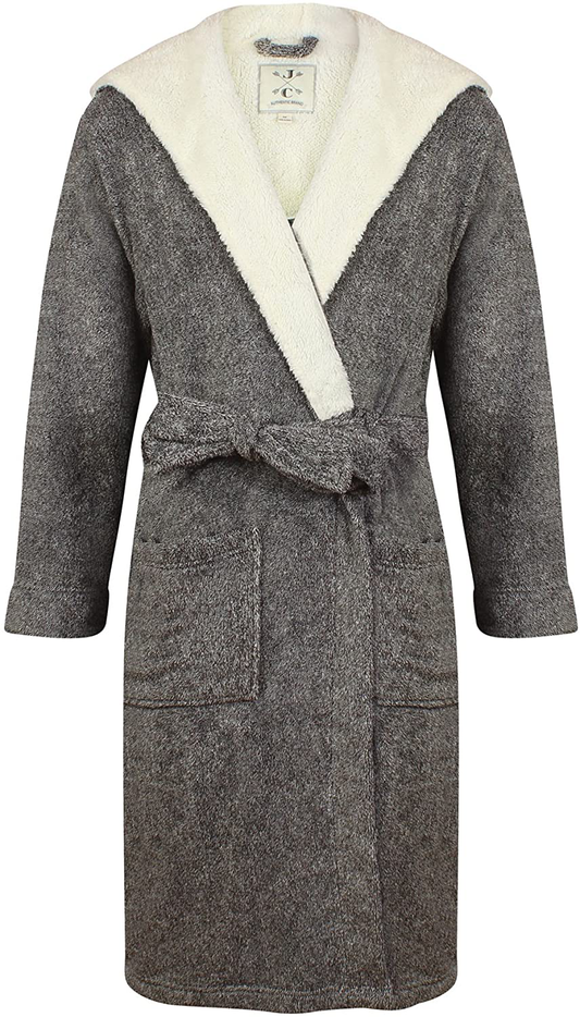 John Christian Men'S Hooded Fleece Robe, Dark Gray Marl Apparel & Accessories > Clothing > Sleepwear & Loungewear > Robes Kylie Max   