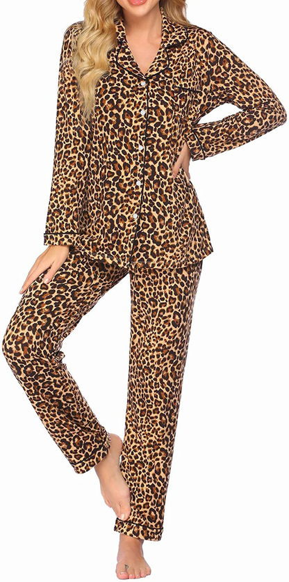 Ekouaer Pajamas Set Long Sleeve Sleepwear Womens Button down Nightwear Soft Pj Lounge Sets XS-XXL Apparel & Accessories > Clothing > Sleepwear & Loungewear > Pajamas Kylie Max   