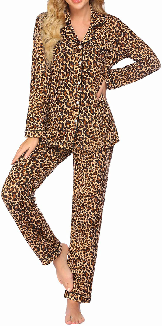 Ekouaer Pajamas Set Long Sleeve Sleepwear Womens Button down Nightwear Soft Pj Lounge Sets XS-XXL Apparel & Accessories > Clothing > Sleepwear & Loungewear > Pajamas Kylie Max   