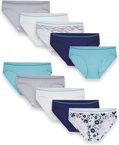 Fruit of the Loom Women'S Tag Free Cotton Hipster Panties (Regular & plus Size) Apparel & Accessories > Clothing > Underwear & Socks > Underwear Fruit of the Loom Low Rise Hipster - 10 Pack - Assorted Color Low Rise Hipster 9