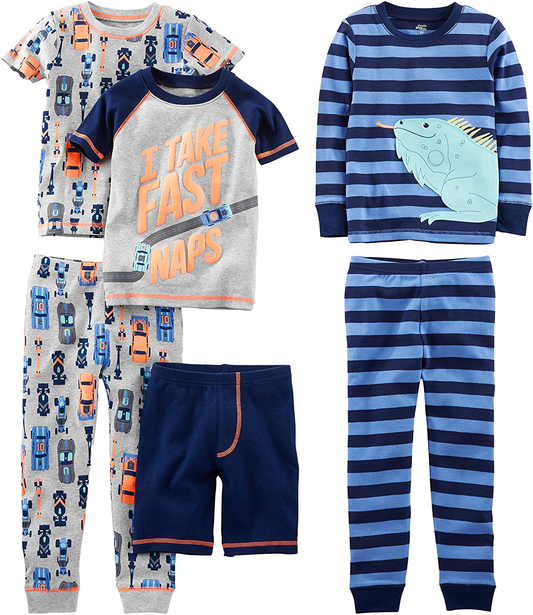 Simple Joys by Carter'S Babies, Toddlers and Boys' 6-Piece Snug Fit Cotton Pajama Set Apparel & Accessories > Clothing > Sleepwear & Loungewear > Pajamas Kylie Max   