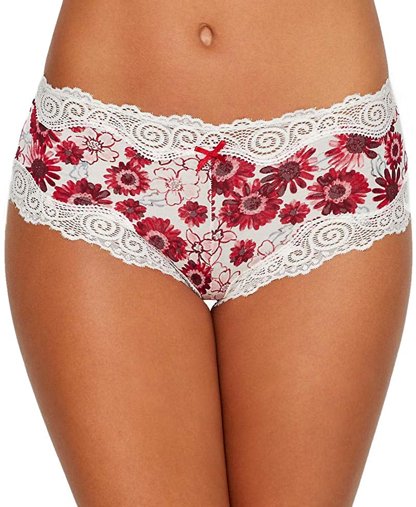 Maidenform Women'S Sexy Must Have Cheeky Scalloped Lace Hipster Apparel & Accessories > Clothing > Underwear & Socks > Underwear Maidenform Crimson Daisies/Pearl 9 
