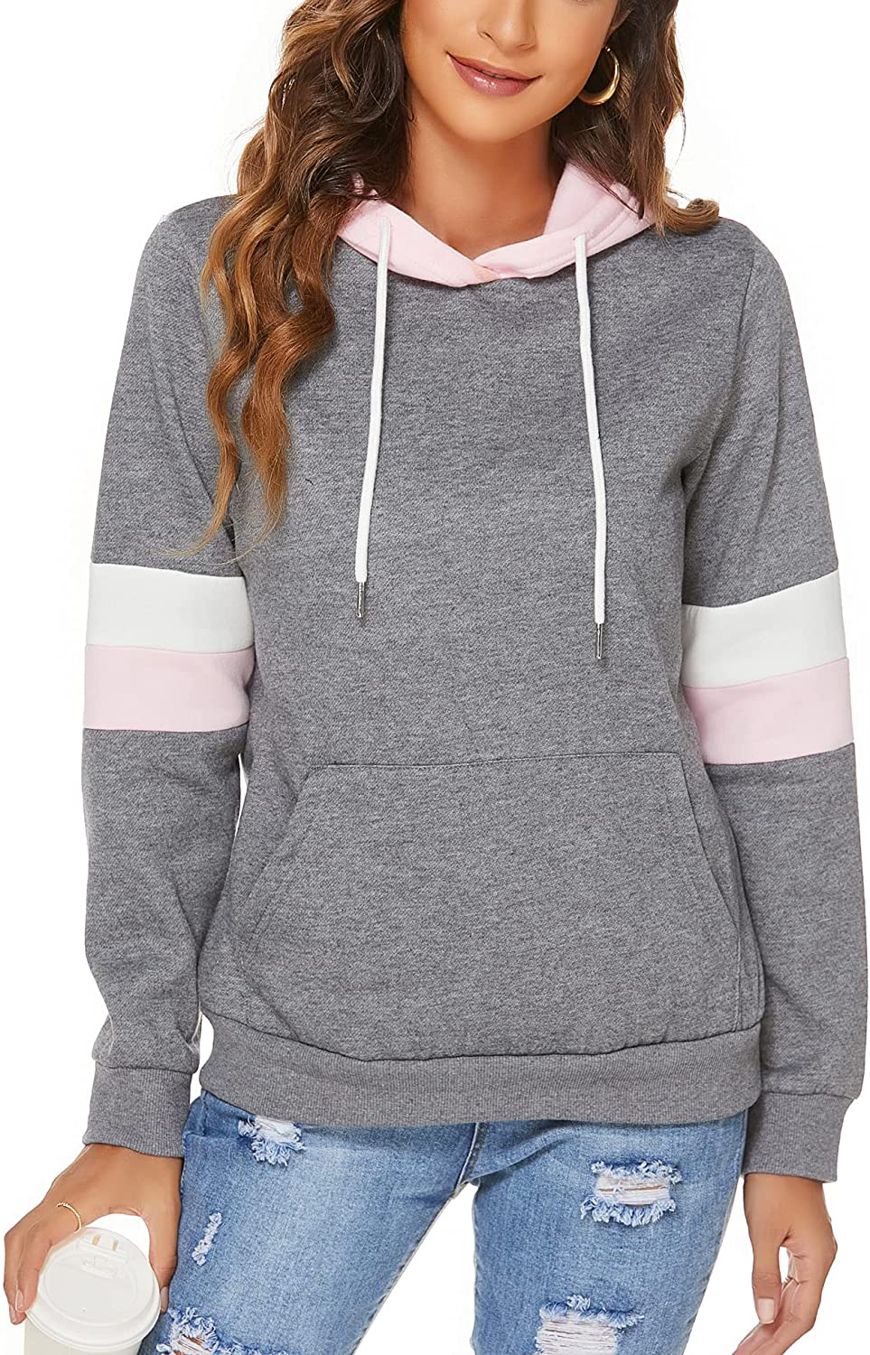 FINWANLO Hoodies for Women Casual Long Sleeve Tops Fleece Pullover Hooded Sweatshirts Jacket with Pockets Apparel & Accessories > Clothing > Activewear Kylie Max   