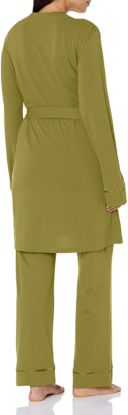 Cosabella Women'S Bella Curvy Racerback Cami Robe & Pant Pajama Set, Deep Ruby/Deep Ruby, Petite Apparel & Accessories > Clothing > Sleepwear & Loungewear Kylie Max   