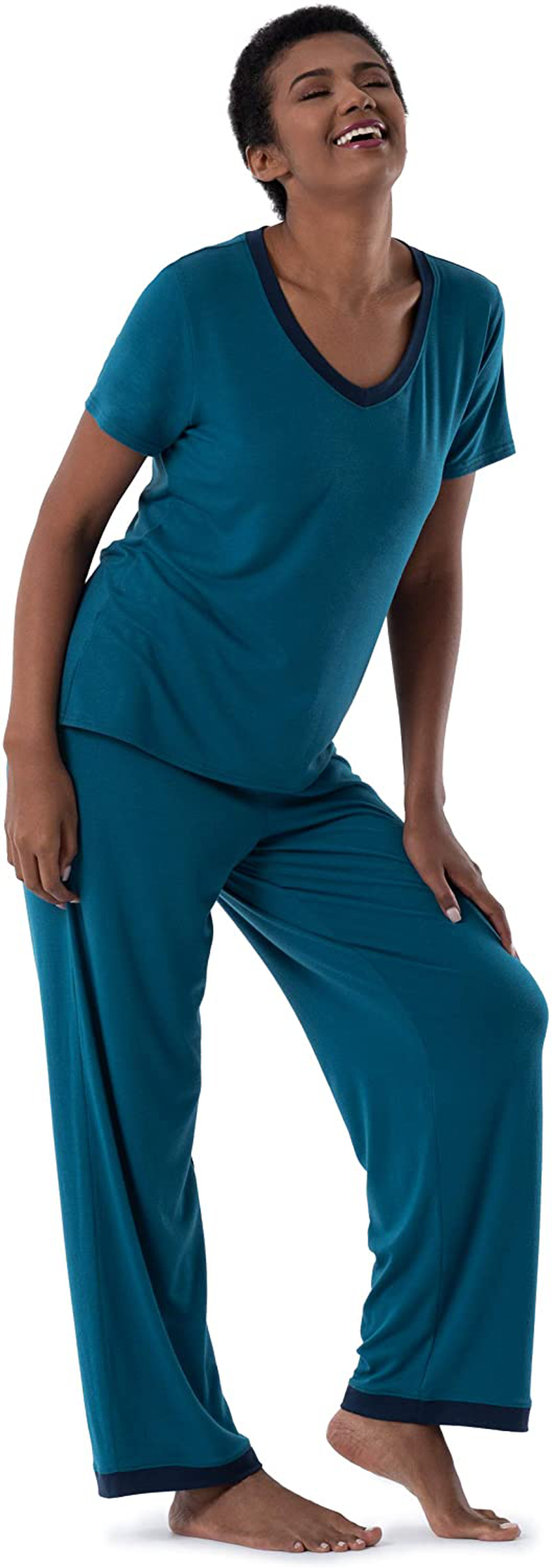 Fruit of the Loom Women'S Short Sleeve Tee and Pant 2 Piece Sleep Set Apparel & Accessories > Clothing > Sleepwear & Loungewear Kylie Max   