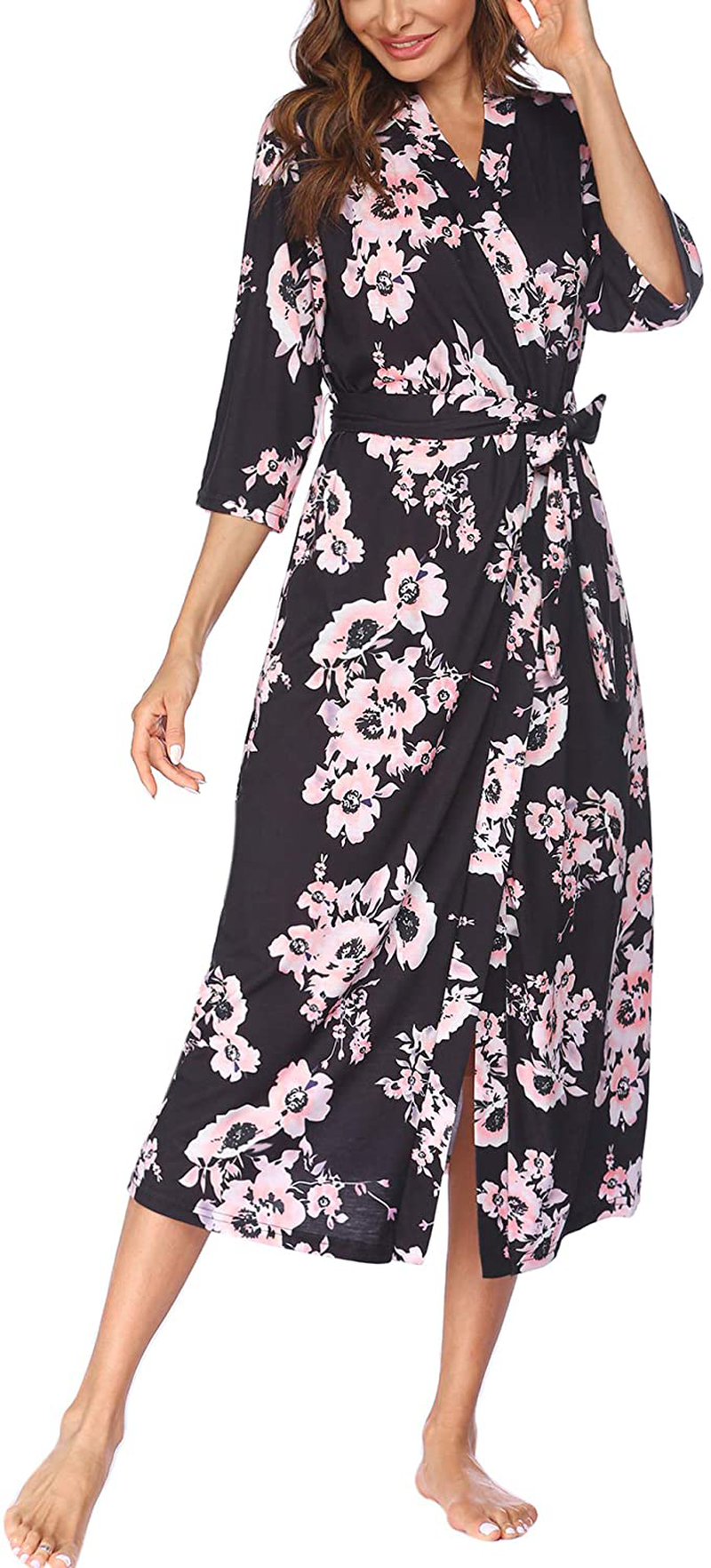 Ekouaer Womens Robes, Lightweight Cotton Robe Soft Sleepwear Ladies Loungewear Dressing Gown Long Bathrobe Apparel & Accessories > Clothing > Sleepwear & Loungewear > Robes Ekouaer   