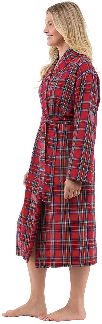 Pajamagram Cotton Flannel Robe Womens - Soft Yarn Dyed Plaid Apparel & Accessories > Clothing > Sleepwear & Loungewear > Robes PajamaGram   