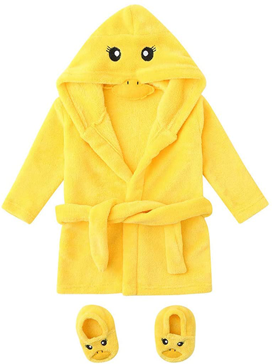 Cute Bathing Robe for 0-12M Baby Boys Girls, Long Sleeve Soft Flannel Hoodies Shower Pajamas Set with Shoes Apparel & Accessories > Clothing > Sleepwear & Loungewear > Robes Kylie Max   
