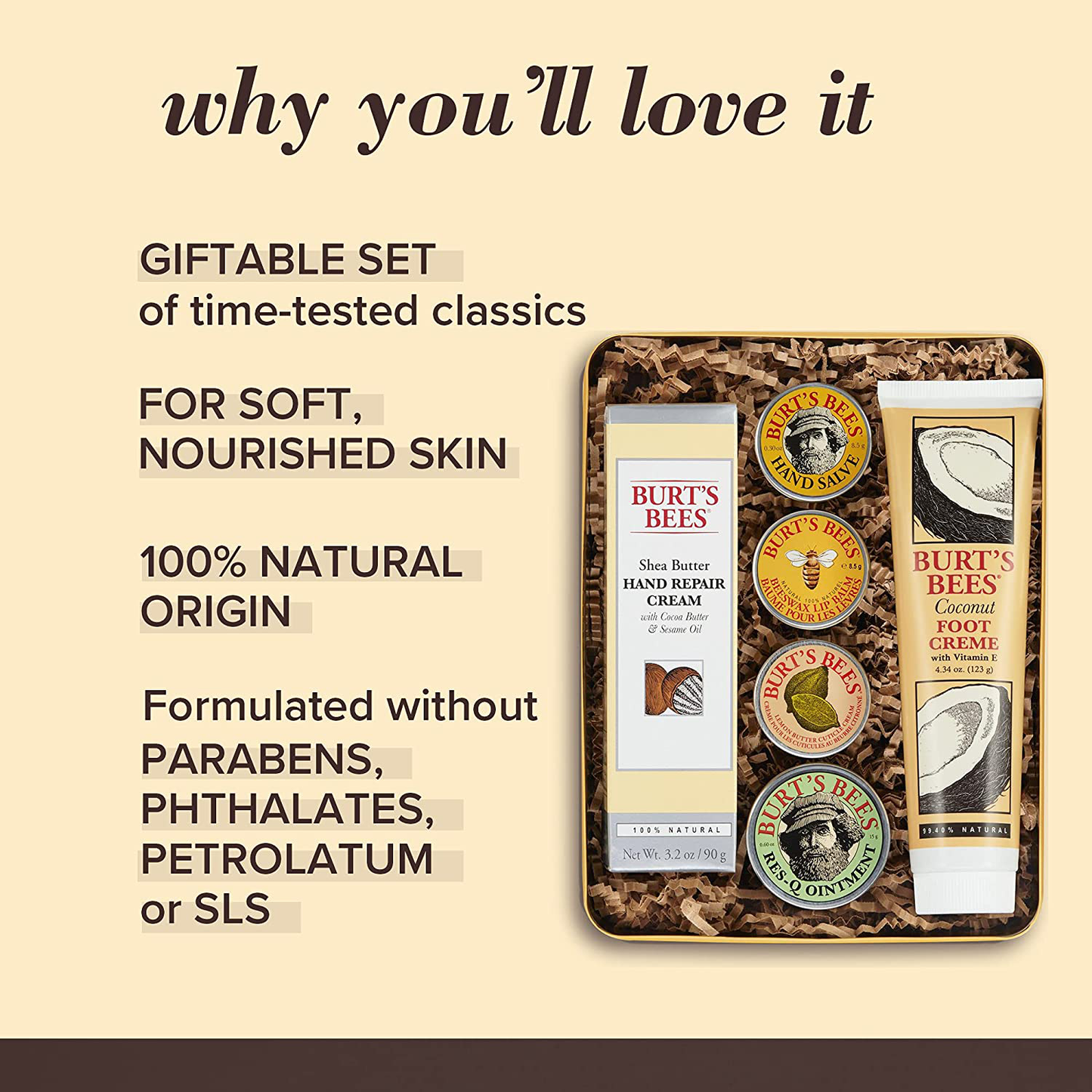 Burt's Bees Gift Set, 6 Classic Products – Cuticle Cream, Hand Salve, Lip Balm, Res-Q Ointment, Hand Repair Cream & Foot Cream, in Giftable Tin Arts & Entertainment > Party & Celebration > Gift Giving Burt's Bees, Inc.   