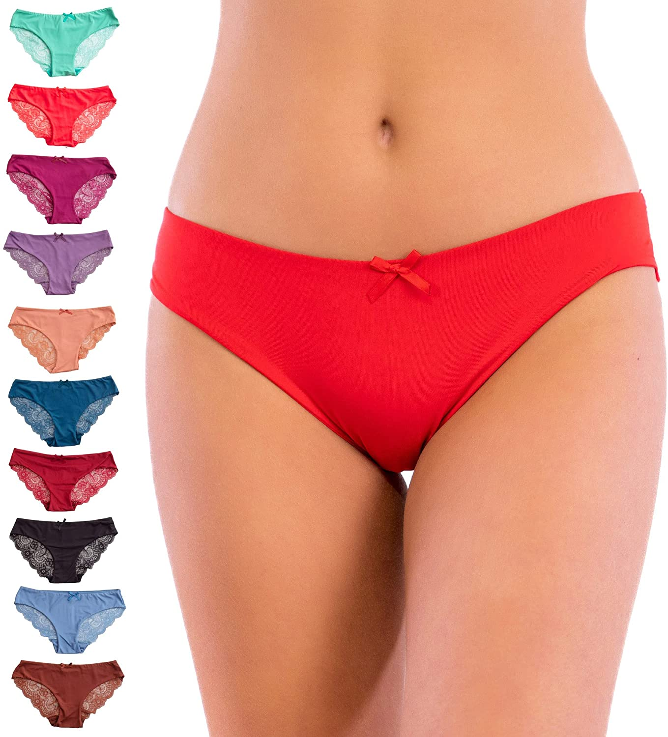 Pretty Sweet Basics Women’S Laser Cut Bikini Cheeky Hipster Panties, Pack of 10 Apparel & Accessories > Clothing > Underwear & Socks > Underwear Pretty Sweet Basics Pretty Sweet Intimates   