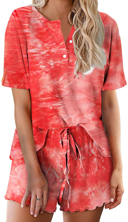 Ekouaer Tie Dye Pajamas Set Womens Loungewear Sleepwear 2 Piece PJ Sets Apparel & Accessories > Clothing > Sleepwear & Loungewear > Pajamas Ekouaer Fashionable 1 X-Large 