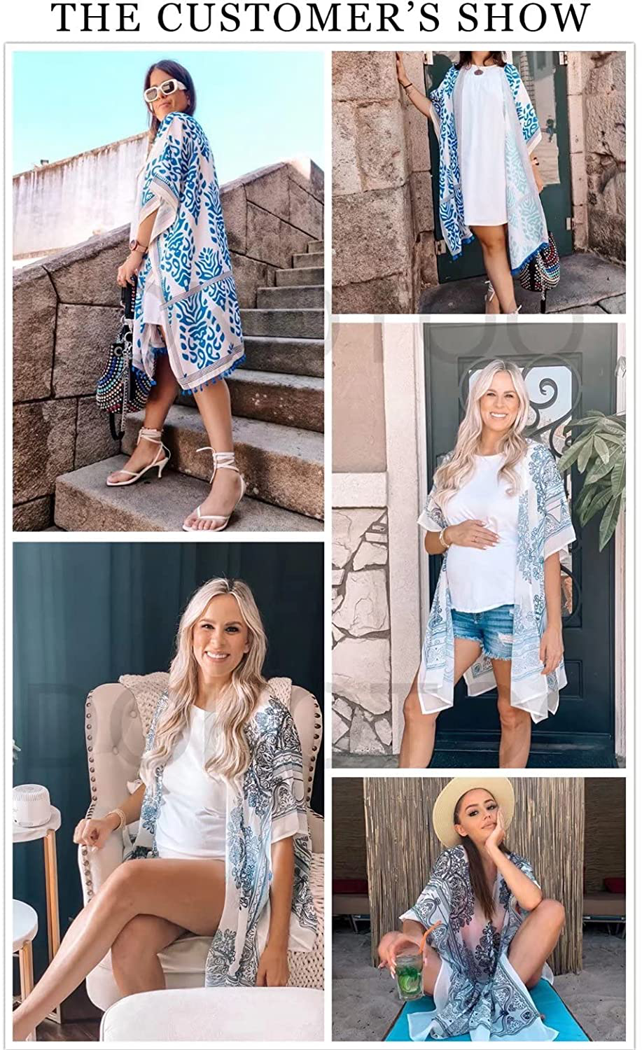 Dokotoo Womens 2022 Fashion Print Kimono Tassel Casual Cardigan Loose Cover Up Apparel & Accessories > Clothing > Swimwear Kylie Max   