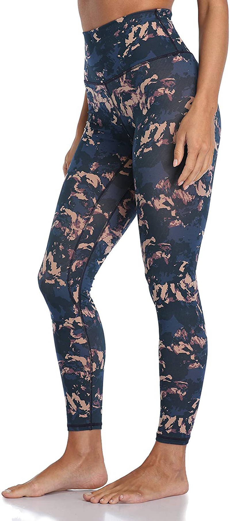 Colorfulkoala Women's High Waisted Pattern Leggings Full-length Yoga Pants Apparel & Accessories > Clothing > Activewear Colorfulkoala Navy & Beige Mixed Camo X-Large 