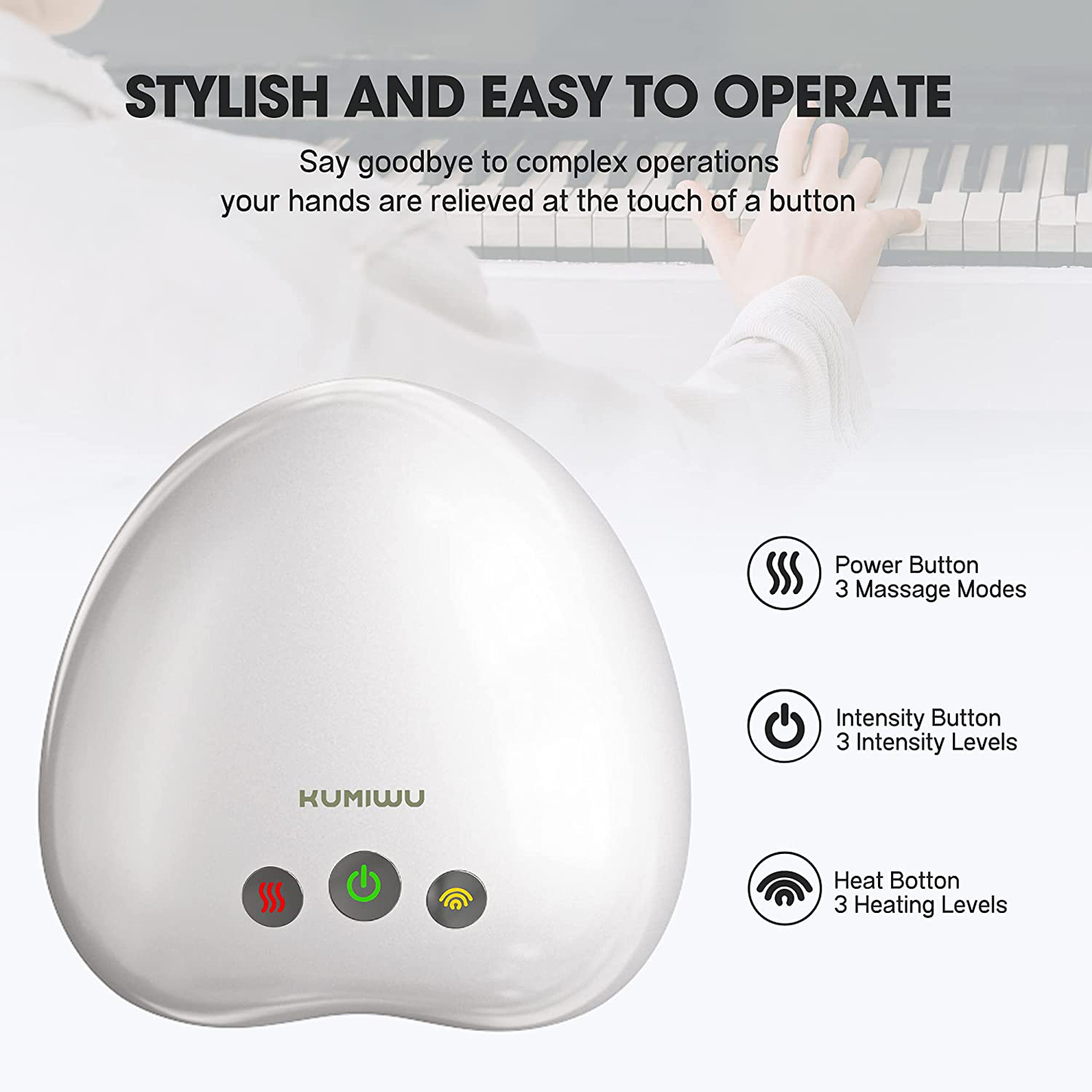 KUMIWU Hand Massager with Heat, 3 Modes and 3 Levels Air Pressure Point Hand Finger Massager Machine, Pain Relief for Arthritis and Carpal Tunnel, Gifts for Women Arts & Entertainment > Party & Celebration > Gift Giving KUMIWU   