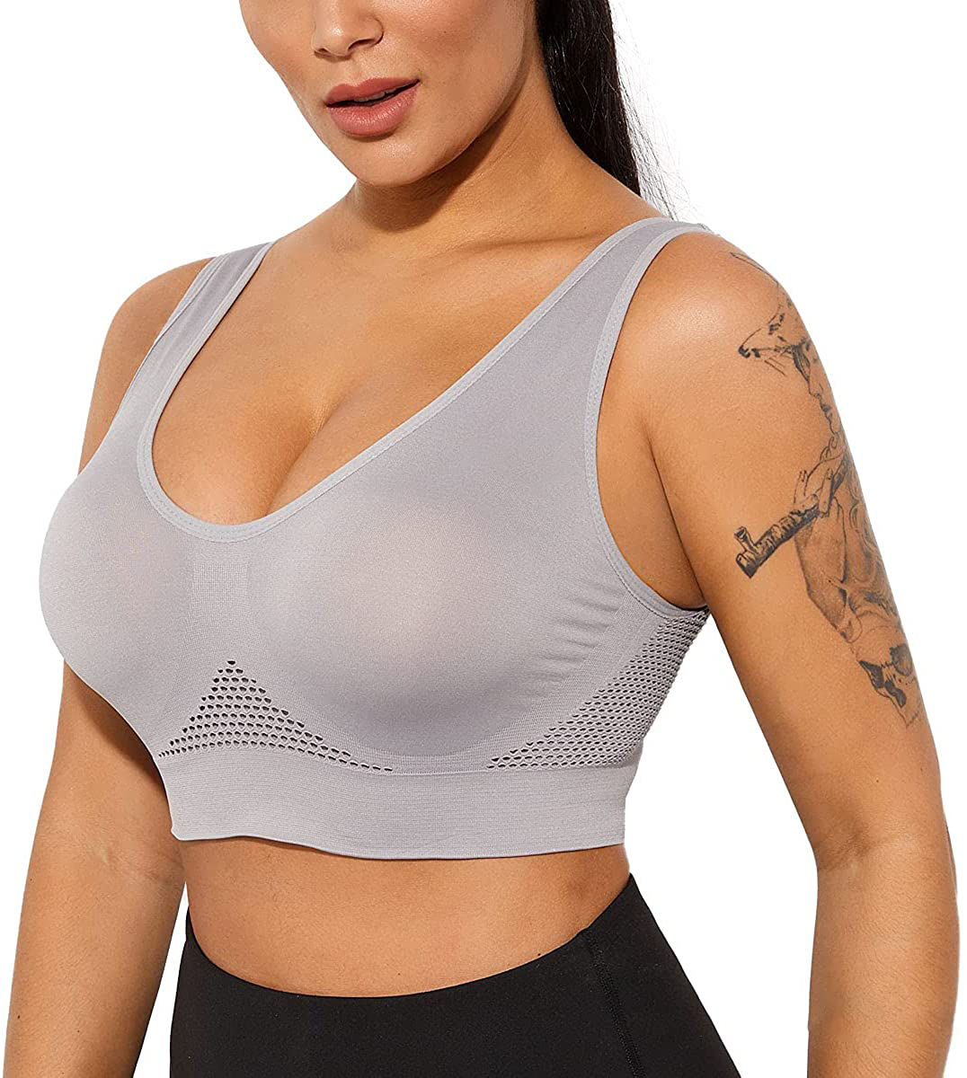 Women Sports Bra Comfortable Sleep Bras No Underwire Seamless Workout Yoga Bra of 3 Pack Apparel & Accessories > Clothing > Underwear & Socks > Bras Kylie Max   