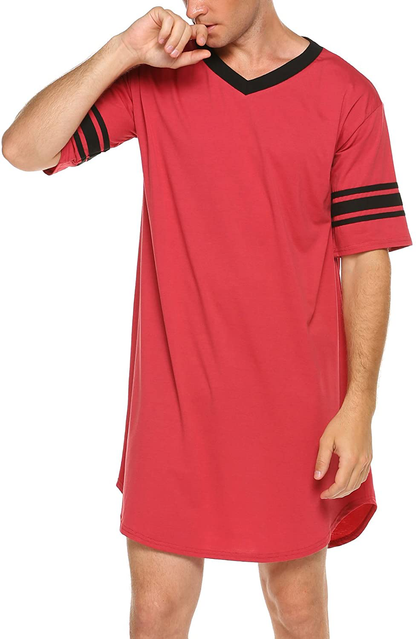 Ekouaer Men'S Nightshirt, Cotton Nightwear Comfy Big&Tall V Neck Short Sleeve Soft Loose Pajama Sleep Shirt Apparel & Accessories > Clothing > Sleepwear & Loungewear > Nightgowns Kylie Max   