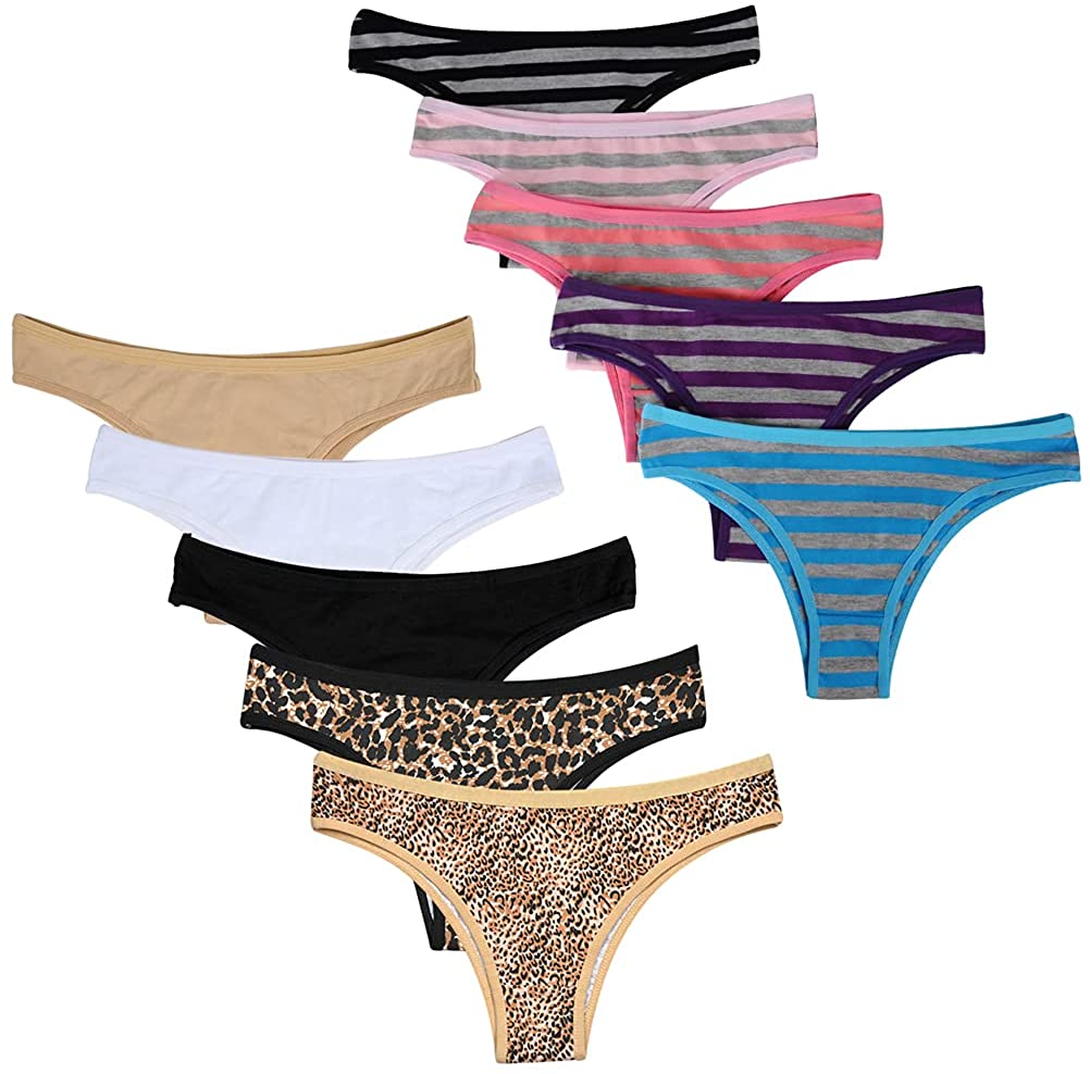 Nightaste Women'S 10-Pack Cotton Tanga Panties Half Back Coverage Bikini Briefs Underwear Apparel & Accessories > Clothing > Underwear & Socks > Underwear Nightaste Style3 Large 