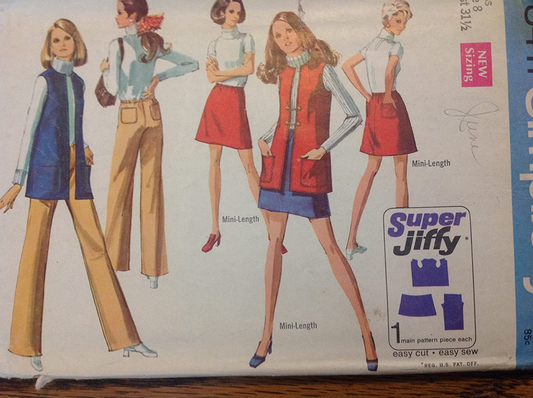 Simplicity 8411 Sewing Pattern for Misses Mini-Skirt Vest Hiphugger Pants Check Offers for Size Apparel & Accessories > Clothing > Underwear & Socks > Underwear Simplicity   